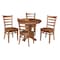 International Concepts 36 in. Solid Wood Round Top Pedestal Dining Table with 4 Chairs in Distress Oak K42-36RT-23B-C617-4 - alternate 1